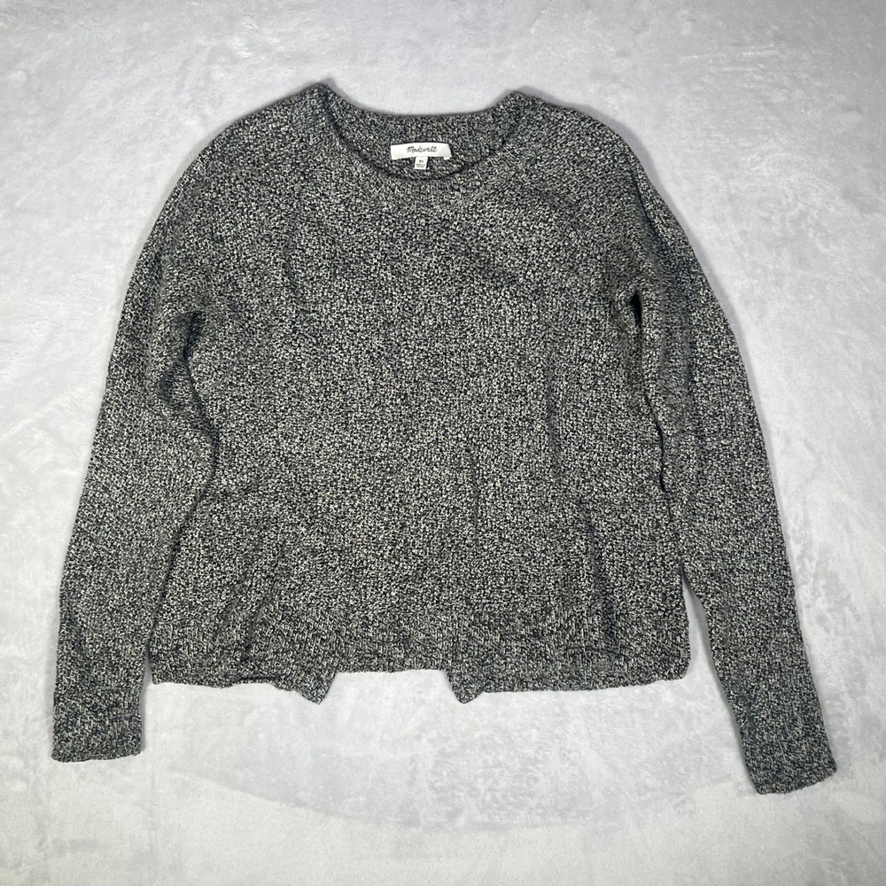 Madewell Womens XS Gray Sweater Marled Knit Split Back Oversized Pullover